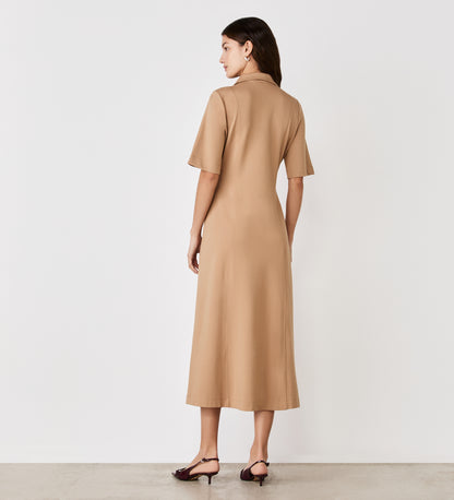 Trinity Camel Ponte Jersey Midi Dress