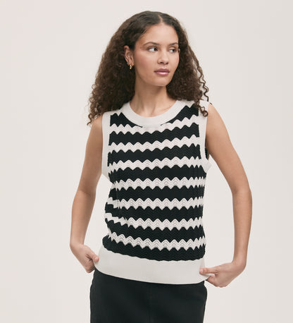 Tessa Black Stripe Vest