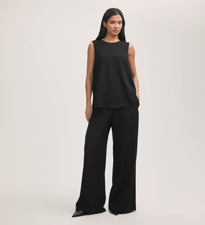 Vallie Black Crepe Sleeveless Shell Top