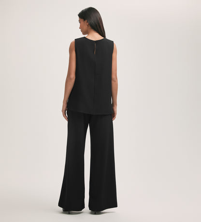 Vallie Black Crepe Sleeveless Shell Top