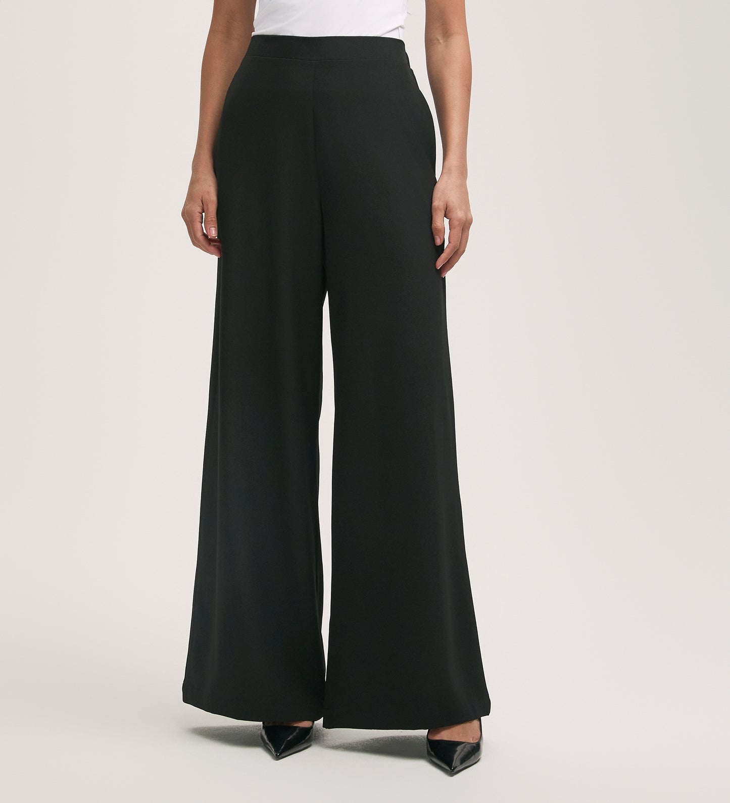 Nat Black Crepe Wide Leg Trousers