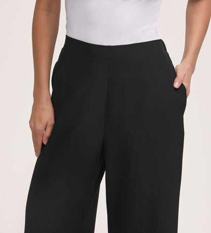 Nat Black Crepe Wide Leg Trousers