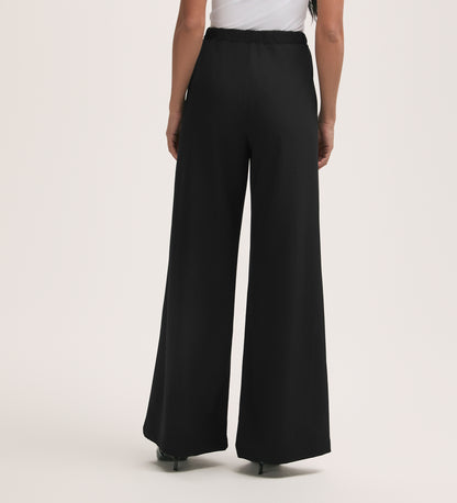 Nat Black Crepe Wide Leg Trousers