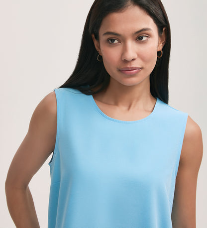 Vallie Light Blue Crepe Sleeveless Shell Top