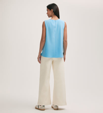 Vallie Light Blue Crepe Sleeveless Shell Top