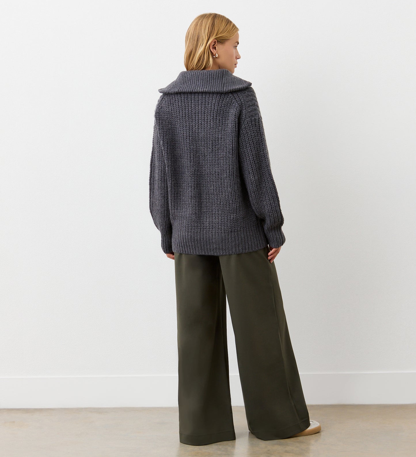 Wilma Charcoal Half Zip Funnel Neck Jumper