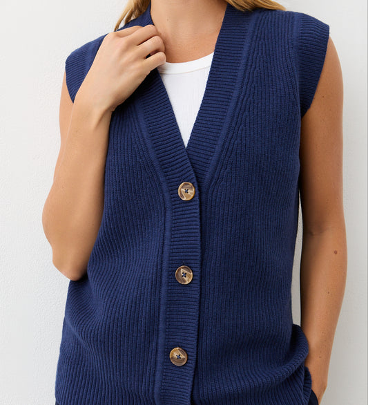 Winnie Navy Sleeveless Cardigan