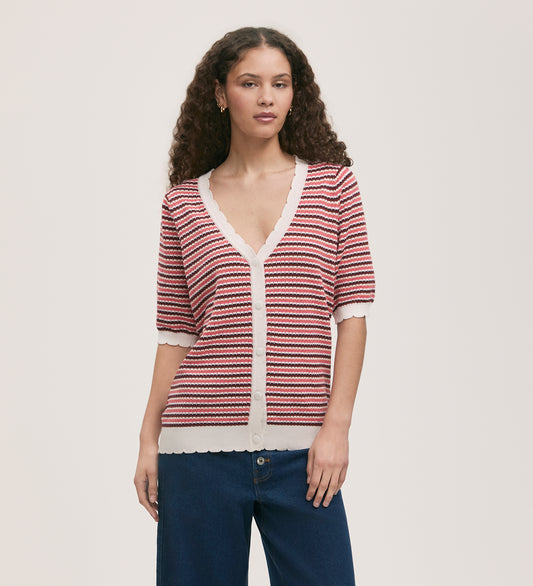 Willa Pink Stripe Cardigan