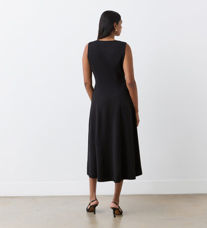 Adele Black Ponte Jersey Midi Dress