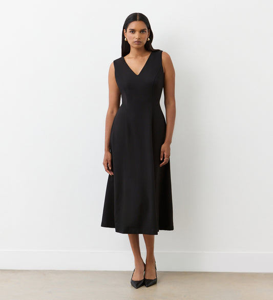 Adele Black Ponte Jersey Midi Dress