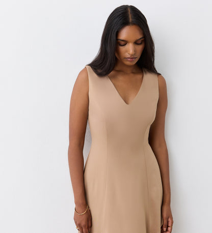 Adele Camel Ponte Jersey Midi Dress