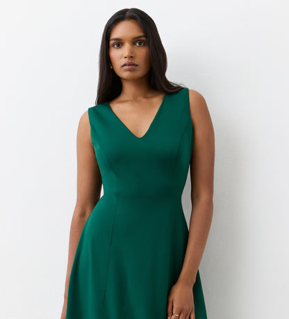 Adele Bottle Green Ponte Jersey Midi Dress