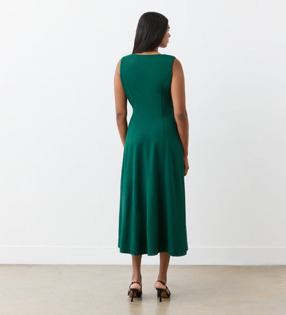 Adele Bottle Green Ponte Jersey Midi Dress