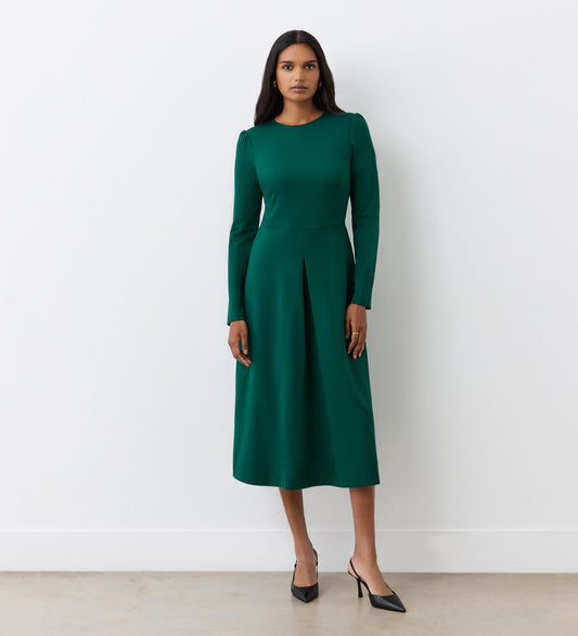 Carla Bottle Green Ponte Midi Dress