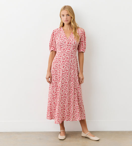 Colette Red Floral Midi Dress