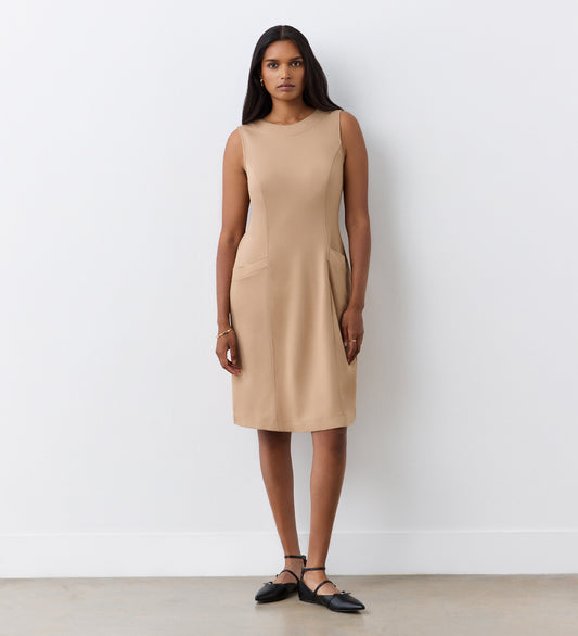 Julianne Camel Ponte Jersey Midi Dress