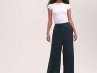 Nat Navy Spot Wide Leg Trousers