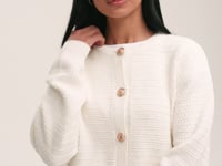 Saskia Ivory Button Up Cotton Cardigan