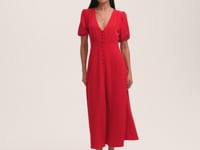 Robyn Red Ditsy Crepe Midi Tea Dress