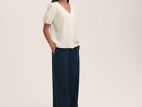 Nat Navy Crepe Wide Leg Trousers