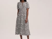 Mairead Ivory Ditsy Crepe Midi Tea Dress