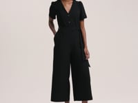 Uma Black Crepe Short Sleeve Jumpsuit