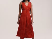 Flora Red Polka Dot Midi Dress