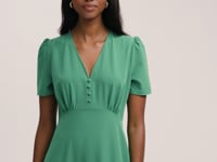 Nieve Green Crepe Midi Tea Dress