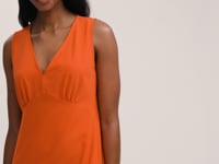 Brionie Orange Crepe Sleeveless Midi Dress