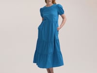 Genevive Blue Cotton Midi Dress