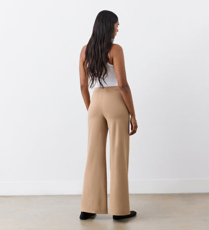 Reyna Camel Ponte Jersey Wide Leg Trouser