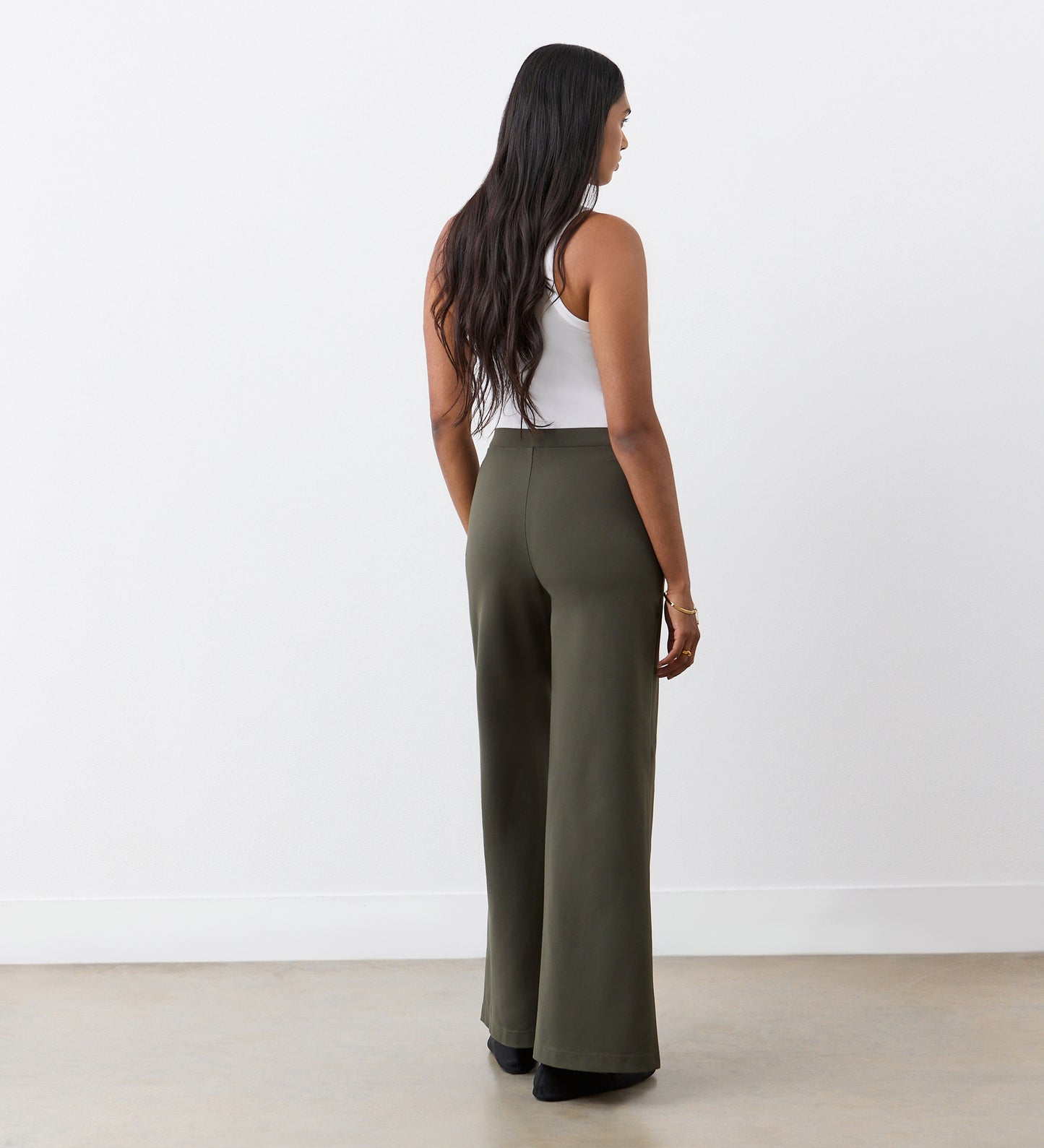 Reyna Khaki Ponte Jersey Wide Leg Trouser