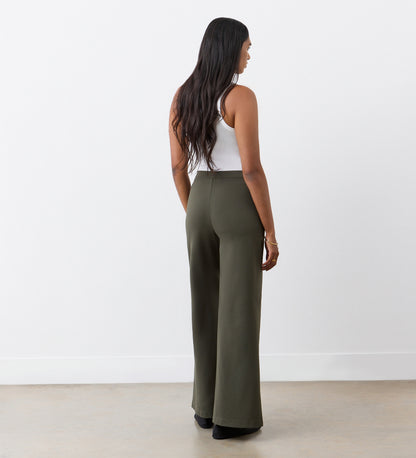 Reyna Khaki Ponte Jersey Wide Leg Trouser