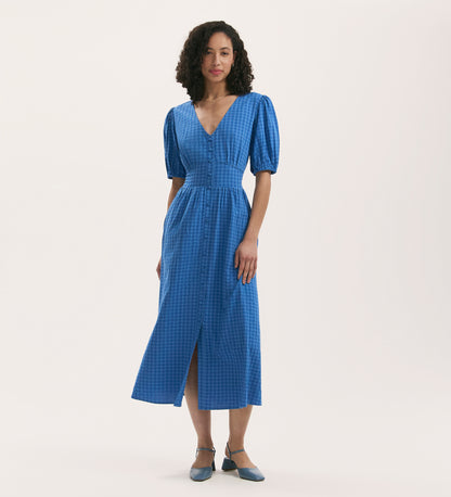 Addison Blue Seersucker Midi Dress