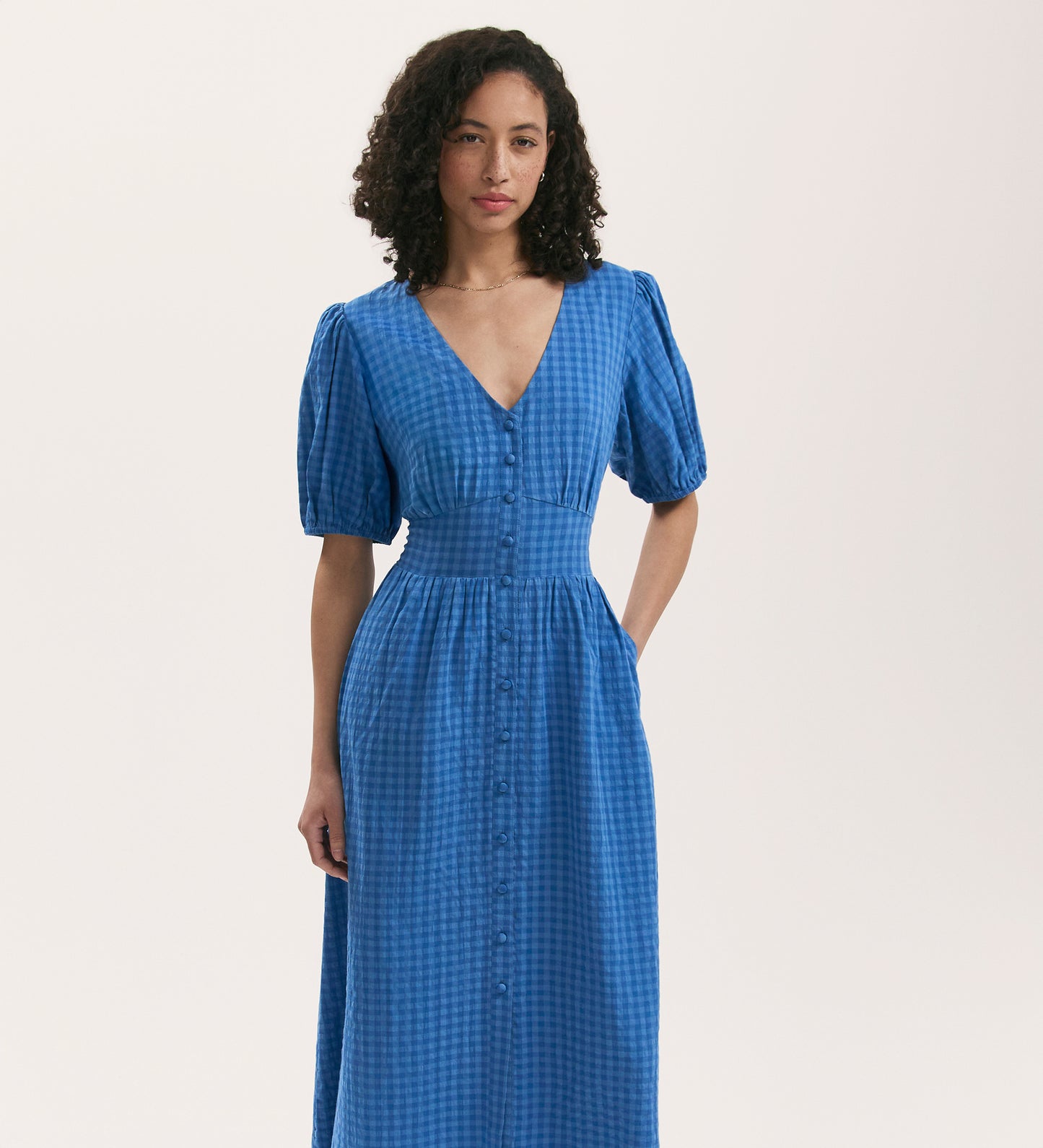 Addison Blue Seersucker Midi Dress