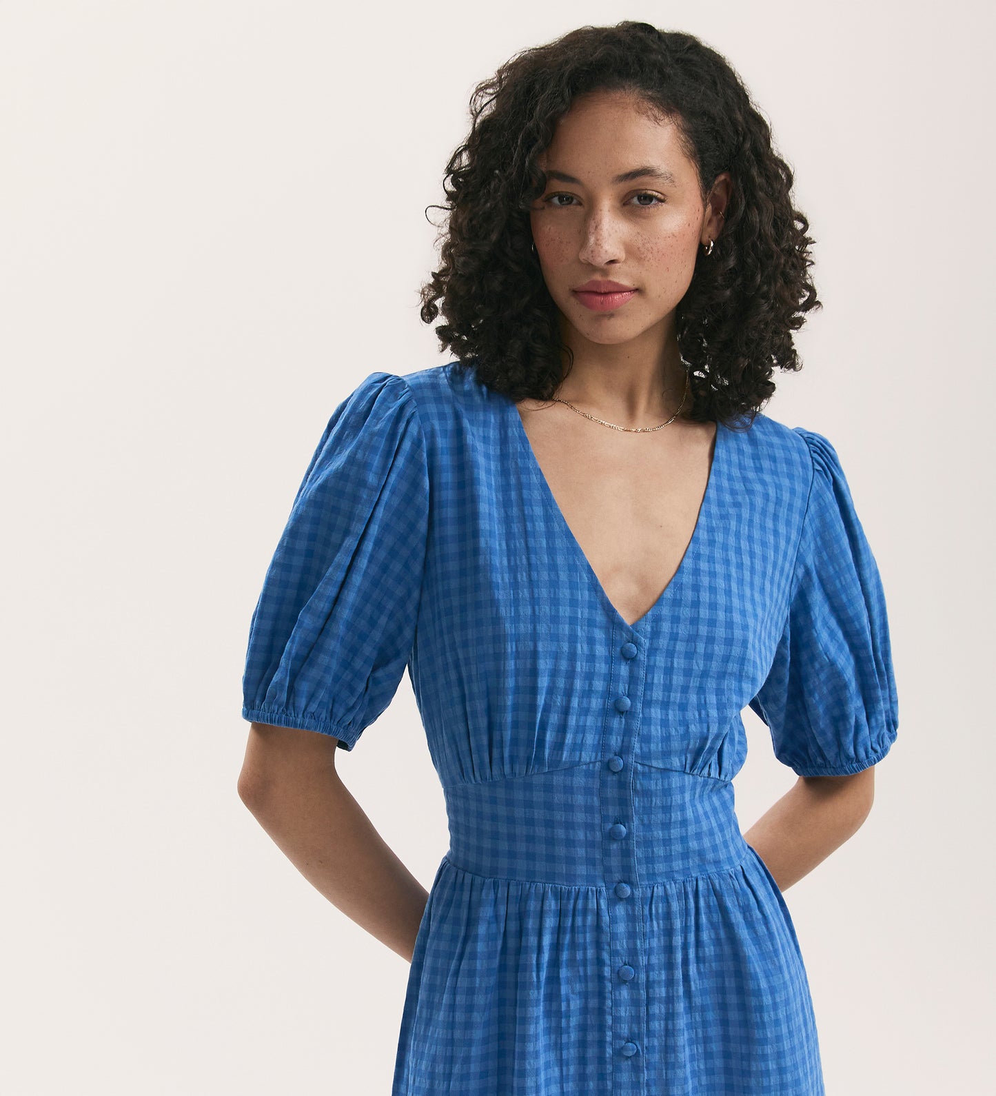 Addison Blue Seersucker Midi Dress