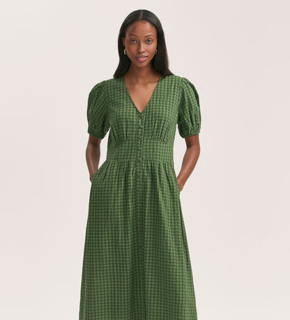 Addison Khaki Seersucker Midi Dress