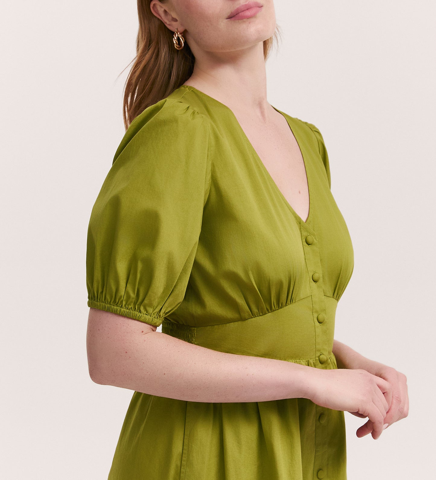 Addison Light Green Cotton Midi Tea Dress