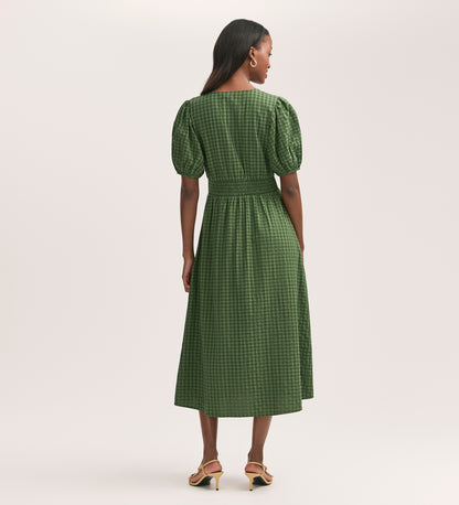 Addison Khaki Seersucker Midi Dress