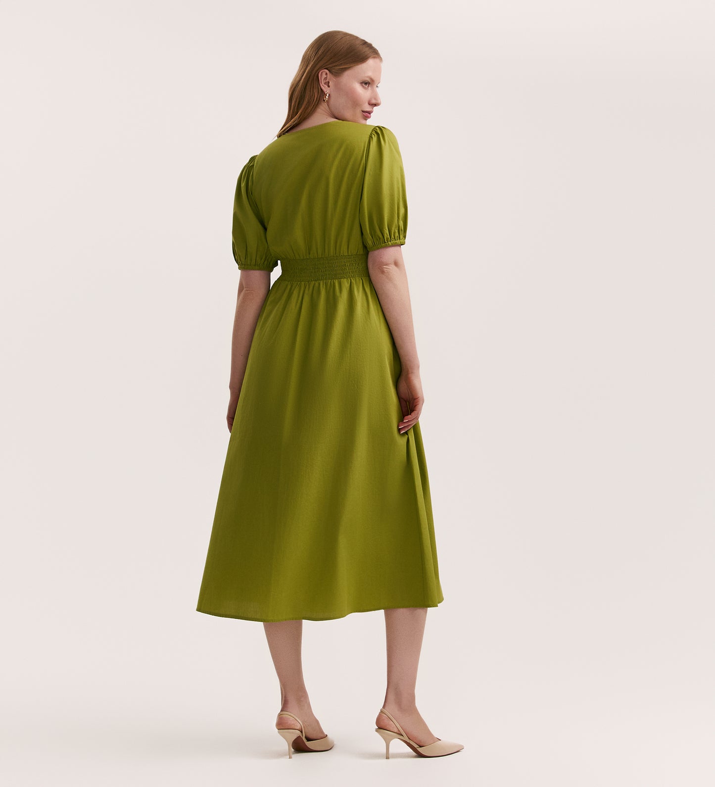 Addison Light Green Cotton Midi Tea Dress