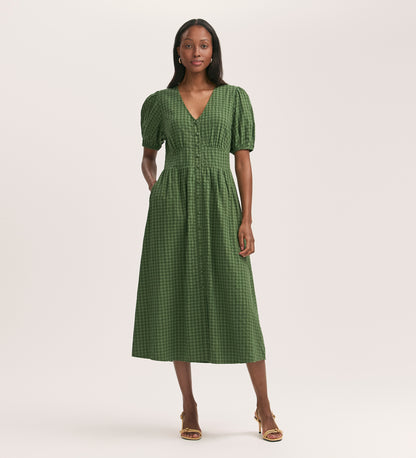 Addison Khaki Seersucker Midi Dress