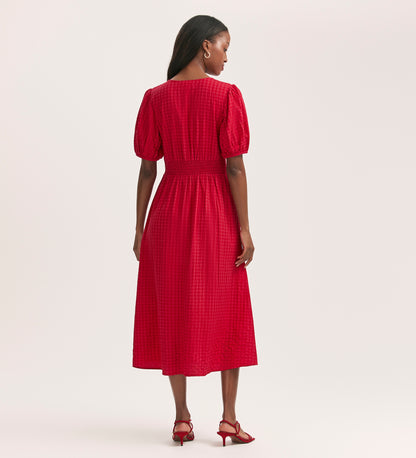 Addison Red Seersucker Midi Dress