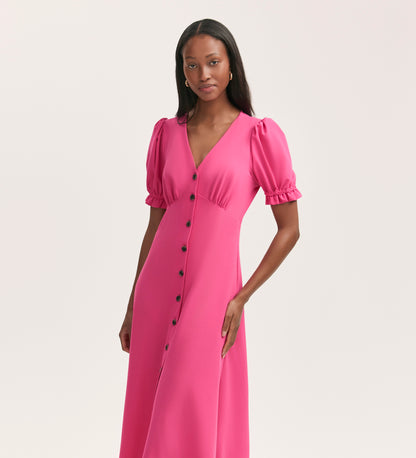 Alia Fuchsia Pink Crepe Midi Dress