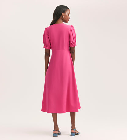 Alia Fuchsia Pink Crepe Midi Dress