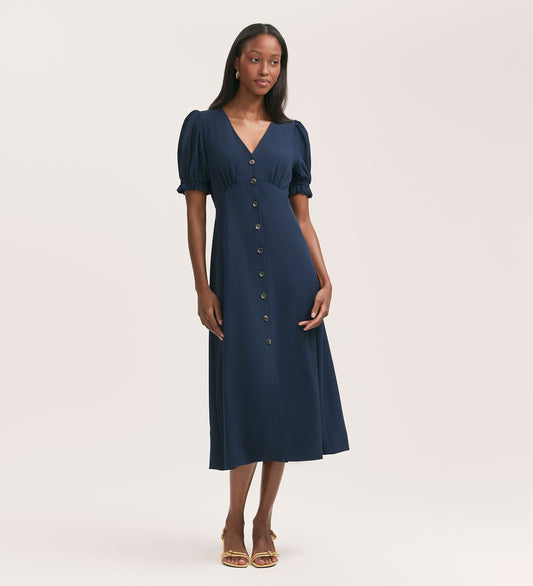 Alia Navy Crepe Midi Dress