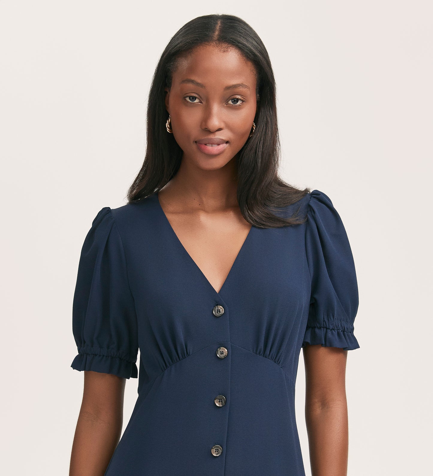 Alia Navy Crepe Midi Dress