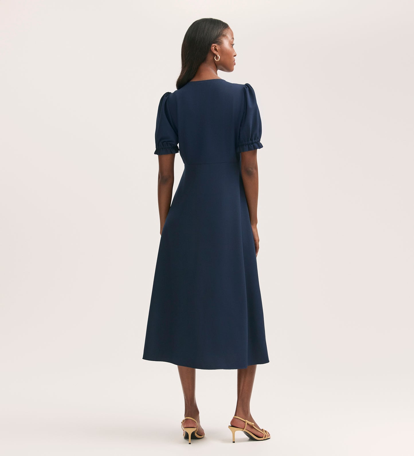 Alia Navy Crepe Midi Dress