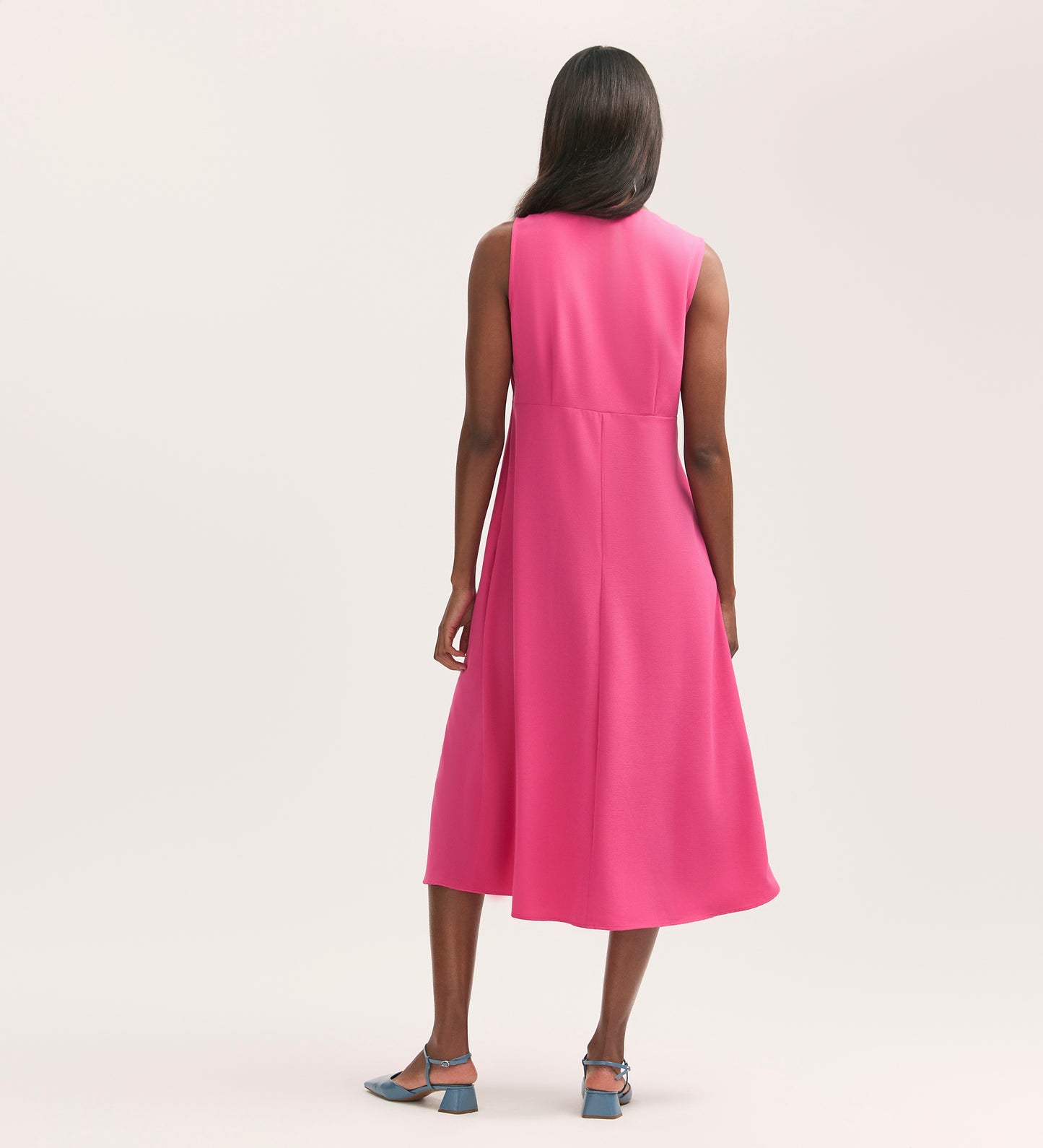 Brionie Fuchsia Pink Crepe Sleeveless Midi Dress