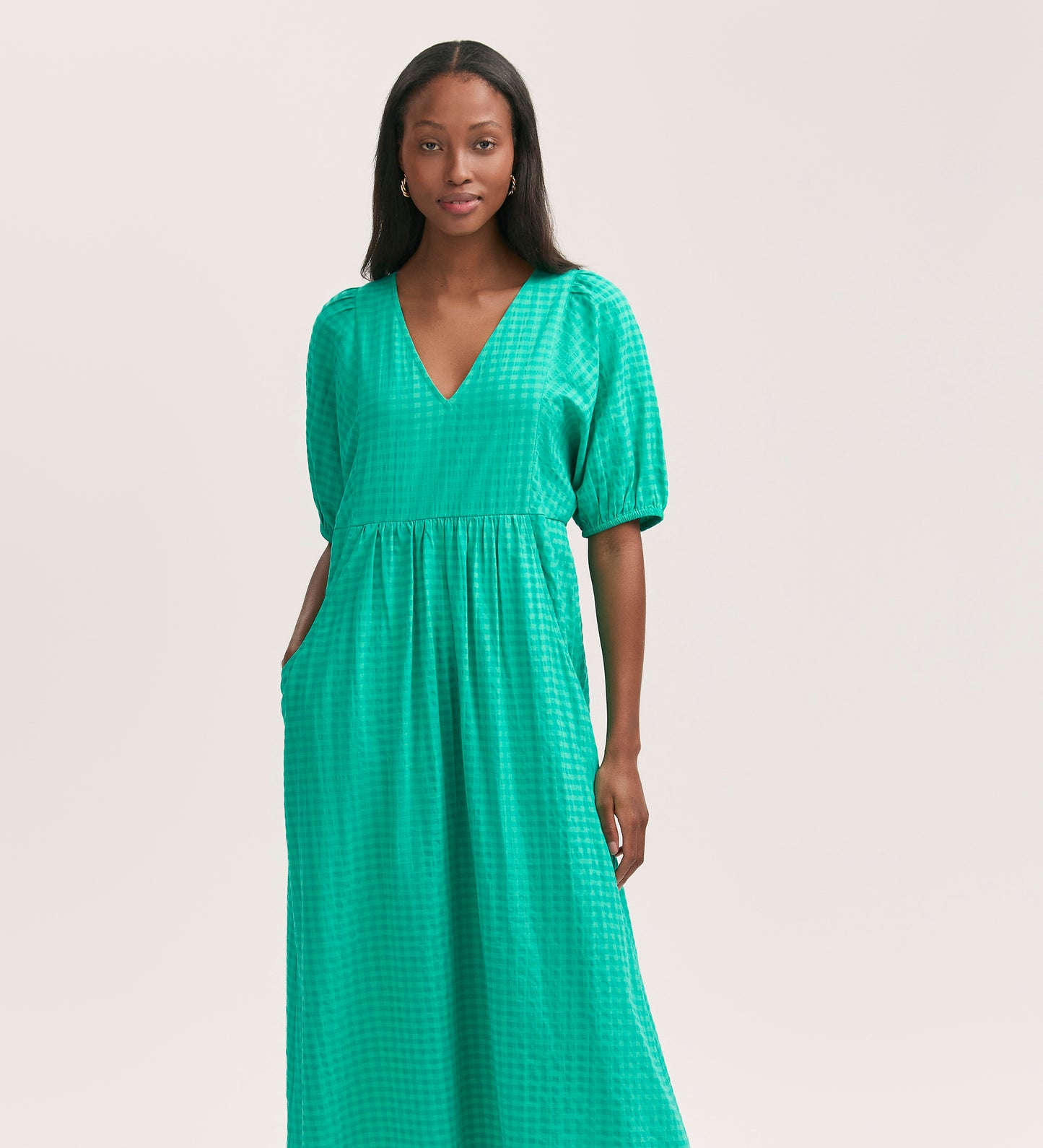 Chloe Green Seersucker Midi Dress