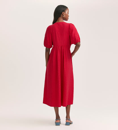 Chloe Red Seersucker Midi Dress